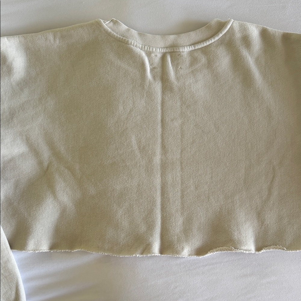 Joah Brown Cropped Crewneck Sweater in Light Cream - Picture 3 of 5